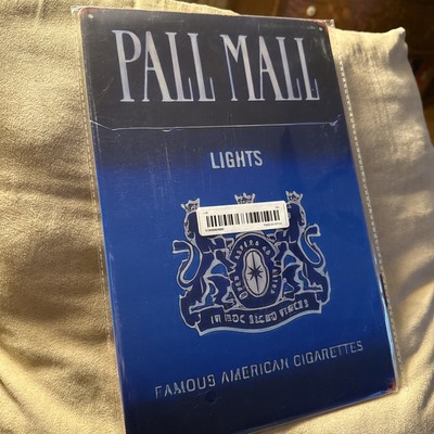  Pall Mall Lights  Famous American Cigarettes Metal Tin 8 x12 