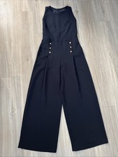 Zara AW16 Navy Blue Golden Button Jumpsuit 8121/583 Bloggers Size L