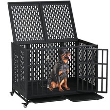 44'' Indestructible Heavy Duty Dog Crate Cage Kennel for Large Medium Dogs