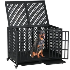 44'' Indestructible Heavy Duty Dog Crate Cage Kennel for Large Medium Dogs