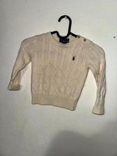 Polo Ralph Lauren Sweater Kids 24M White Cable Knit Ribbed Long Sleeve Classic