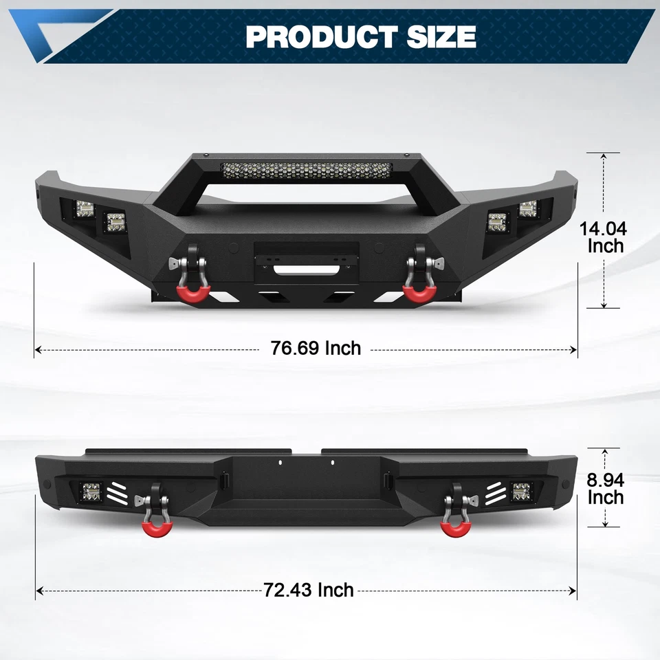 Parachoques delantero/trasero para Toyota Tundra 2000-2006 todoterreno con luces LED y anillos en D Foto 3 de 4