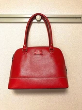 m1211 kate spade Red Leather Shoulder Bag Near Mint 25x35x12cm