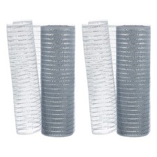 2 Pcs Decorative Mesh Ribbon, 10" x 10 Yard Mesh Ribbon Roll, Silver