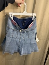 Girls Jean Skirt Size 12 Vanilla Star Mid Rise Elastic Waistband
