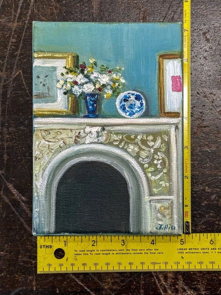 Janet Hill Studio — Pintura al óleo original “Little Garden Buds” 5 x 7 pulgadas — Firmada Foto 3 de 4