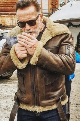 Men's Arnold Real Fur RAF B3 Bomber Genuine shearling  Sheepskin Leather Jacket