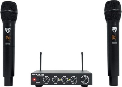 Rockville RKI65BT Dual UHF Wireless Microphones Karaoke Interface, Bluetooth Con
