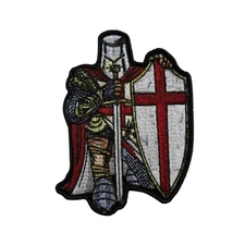 Crusader Knight Embroidered Iron On Patch - Templar Sword Red 142-A
