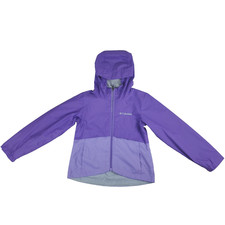 Columbia Youth Girls Fleece Lining Hooded Full Zip Rain Coat - Purple, Size XS