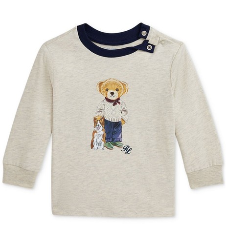 Polo Ralph Lauren Baby Cotton Polo Bear T-Shirt Tee Size 3 Months Color Natural