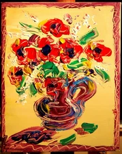 FLOWERS VASE ART  CANVAS PRINT stretched fine art