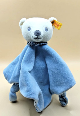 STEIFF  238949 Knuffi Bär Schmusetuch 26 cm weiß/blau mit Halstuch  unbespielt
