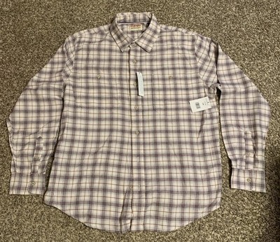 Wrangler Authentics Mens Shirt Large L Cloud Flannel NWT Button Up Men s