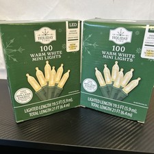 2pack 100-Count LED Mini Christmas String Lights, Warm White, 19.5' Holiday Time