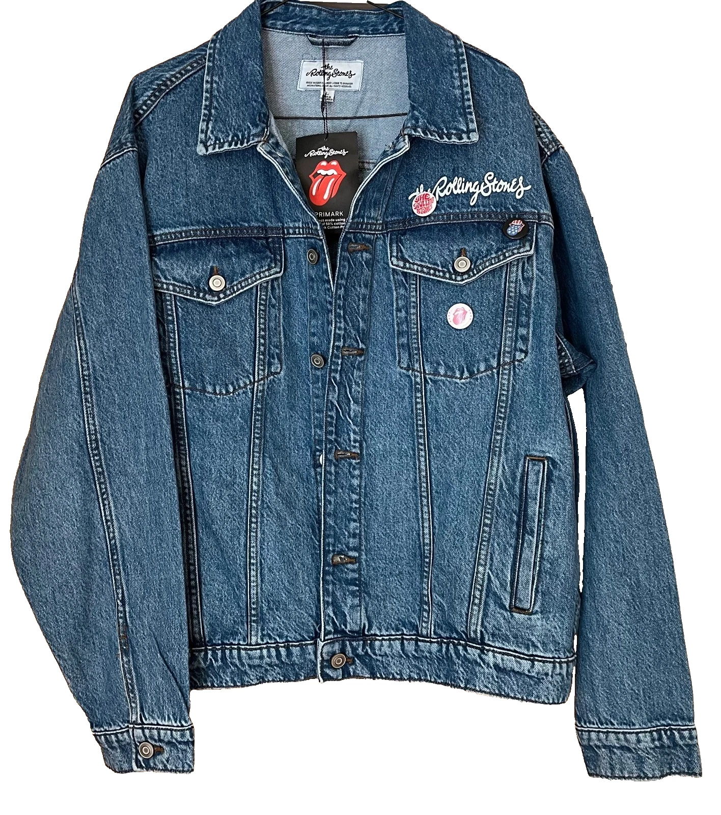 THE ROLLING STONES '78 TOUR Blue Jean Jacket Printed on Both Sides + 3 Buttons