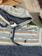 Hooey XXL Blue Aztec Hoodie Pullover Soft Comfortable 3 Button SNOW Western Gear