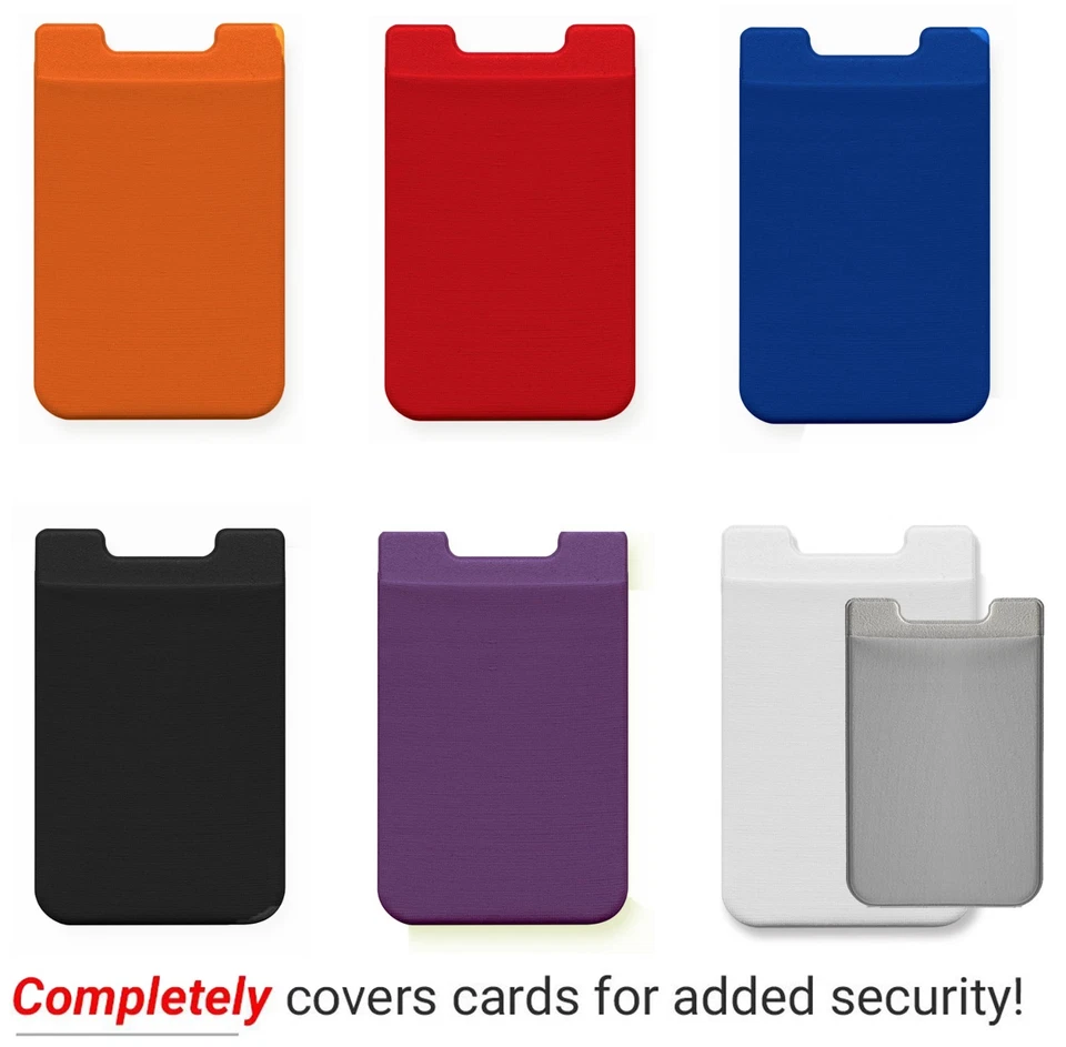 PACK of 6 HQ Elastic Lycra Pouch 3M Sticker Wallet Phone Car Visor Card Holder - Image 2 of 4