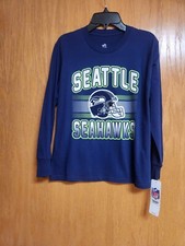 Seattle Seahawks Boy's Logo Navy Blue Long Sleeve Tee. Med. NWT.