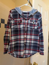 NWOT Plaid Hooded shirt Size M