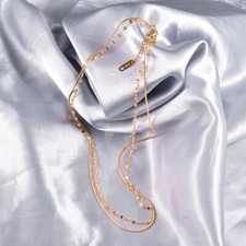 Woman 18K Gold Plated Real Stainless Steel Two Layers Snake Sequins Chain