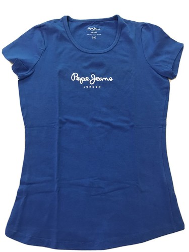 Pepe Jeans London Maglia T-shirt Maglietta Donna Tg.S Azzurra Con Logo  Bianco | eBay