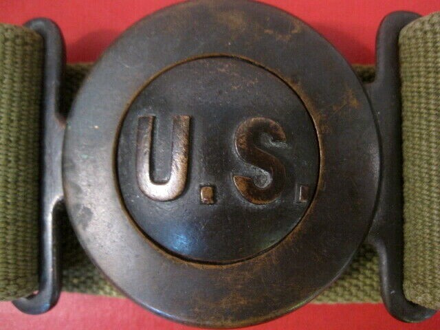 pre-WWI US Army M1910 Mills Canvas Garrison Belt & Pouches w
