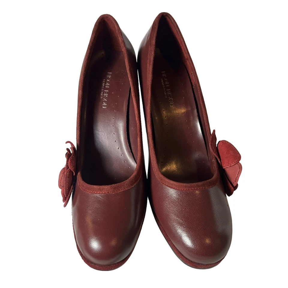 Bisou Bisou бордовый бордовый насосы каблуки розетка кожи замши женщин 7,5 М - Изображение 4 из 4