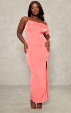 NWT PrettyLittleThing Coral Slinky Maxi Sexy Dress - Plus Size 18