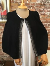 Calvin Klein Black Sweater Knit Jeweled Cape Dressy Party Shrug Shawl NEW O/S