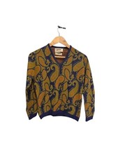 Vintage 60s 1960s Acrylic Paisley Women  s Sweater S/M