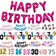 16" Large Happy Birthday Balloons Self Inflating Bunting Banner Custom BALOONS