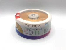 CD-R~ 25pk Memorex 80 min~Cool Colors~ 52x 700 MB Red Black Pink Blue & Gold