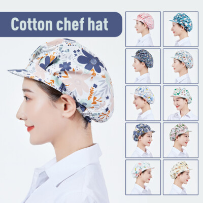 Elastic Women Chef Hat Food Catering Kitchen Baker Cook Hair Cap with Brim