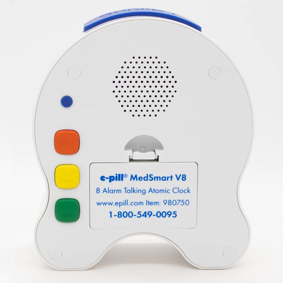 e-pill MedSmart V8 Loud Alarm Reminder Atomic Clock with 8 Alarms, White - Image 4 of 4