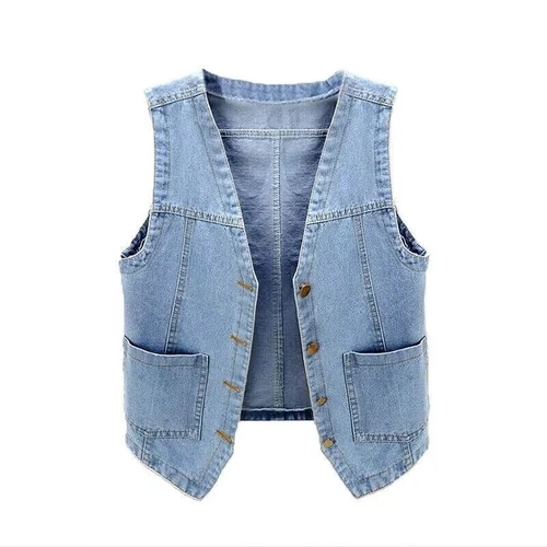 UK Classic Women Denim Waistcoat Gilet Vest Jeans Sleeveless Jacket Tops Casual - Picture 18 of 26
