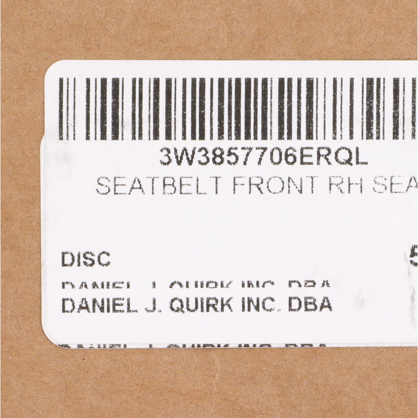 Genuine Bentley Front Passenger Side Seat Belt & Retractor 3W3857706ERQL