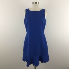 J. Crew Dress Womens 6 Blue Sleeveless Scallop Ruffle Hem Empire Waist B8314