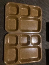 2 - VINTAGE 1988 HALSEY TRAY MELAMINE CAFETERIA MILITARY MEAL TRAY USA