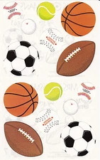 Mrs. Grossman's Giant Stickers - Sports - Football Soccer Golf Tennis - 2 Strips