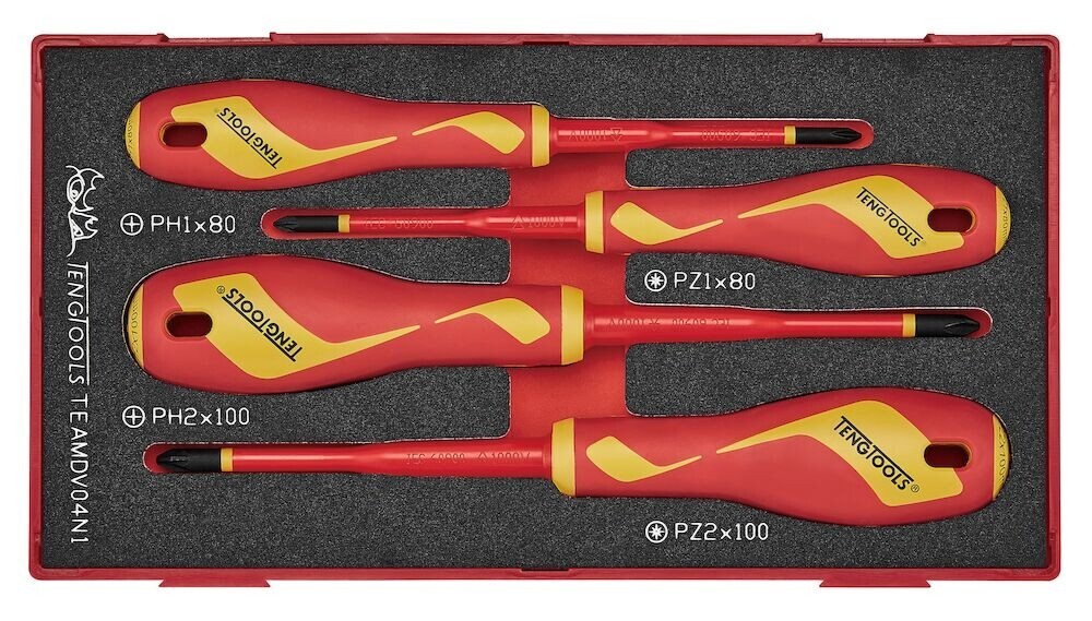 Teng Tools TEAMDV04N1 - Insulated Screwdriver Set PH/PZ (1000 Volts) - 4pcs