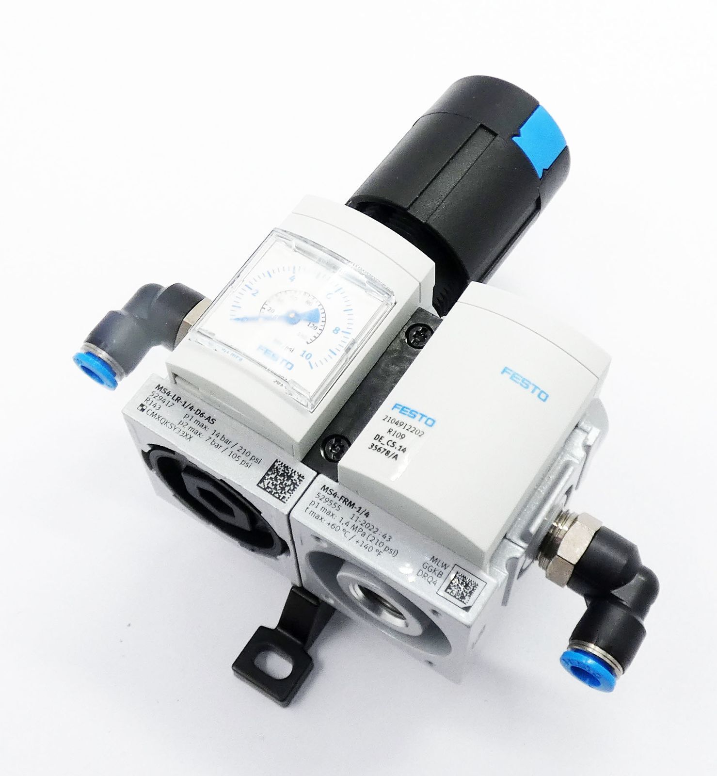 Festo 2104912202: MS4-LR-1/4-D6-AS 529417 + MS4-FRM-1/4 Pressure Control -Unused-