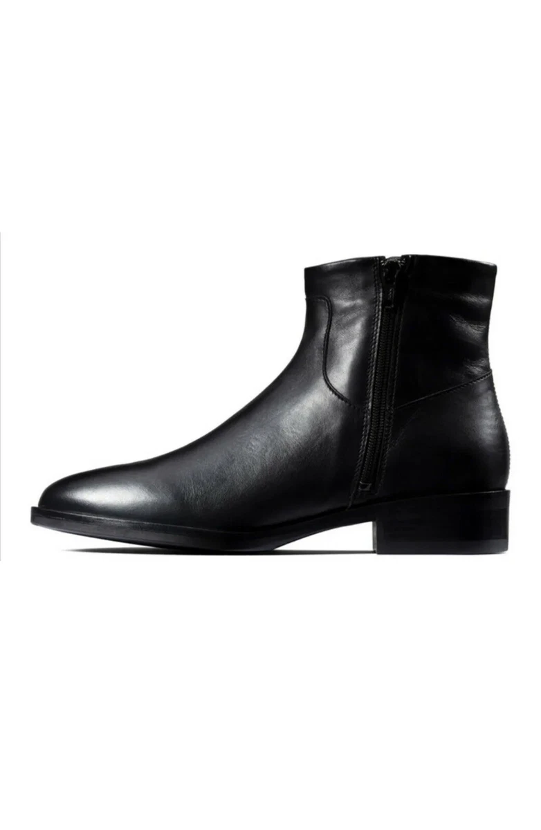 Clarks Ladies Ankle Boot Pure Rosa Black Leather UK 6 D 39.5