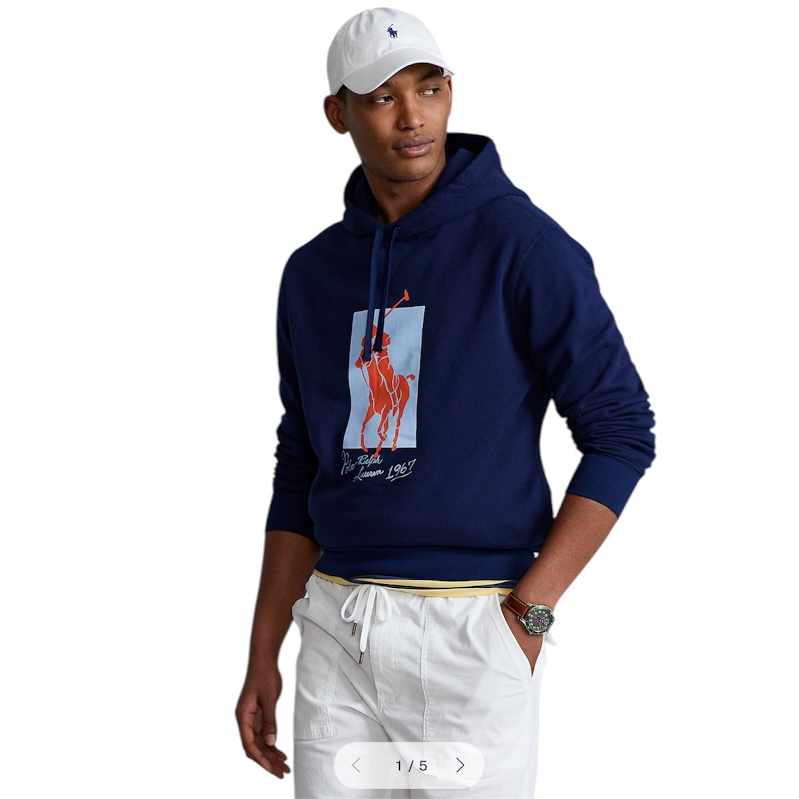 Felpa con cappuccio Ralph Lauren Big Pony Fleece pullover blu navy grande alta taglia 3XLT nuova con etichette