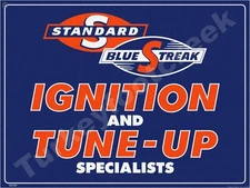 Standard Blue Streak Ignition And Tune-Up 9" X 12" Metal Sign