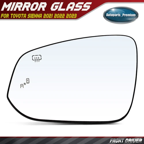 Front Driver Mirror Glass with Heated & Blind Spot for Toyota Sienna 2021-2023