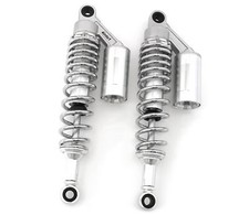 Amortiguadores de aire traseros depósito remoto plateado y cromado 340 mm - 350 mm 13,5" motocicleta