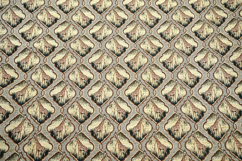 Rare Vintage Giraffe Medallion Chenille Tapestry Fabric Upholstery 1 1/3 yds - Image 3 of 4