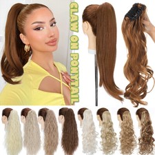 Thick Jaw Ponytail Clip In Claw On Pony Tail Hair Extensions Real As Human Wavy