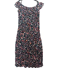 BCBG Paris Dress Womens Extra Large Black Floral Off the Shoulder Maxi Spring